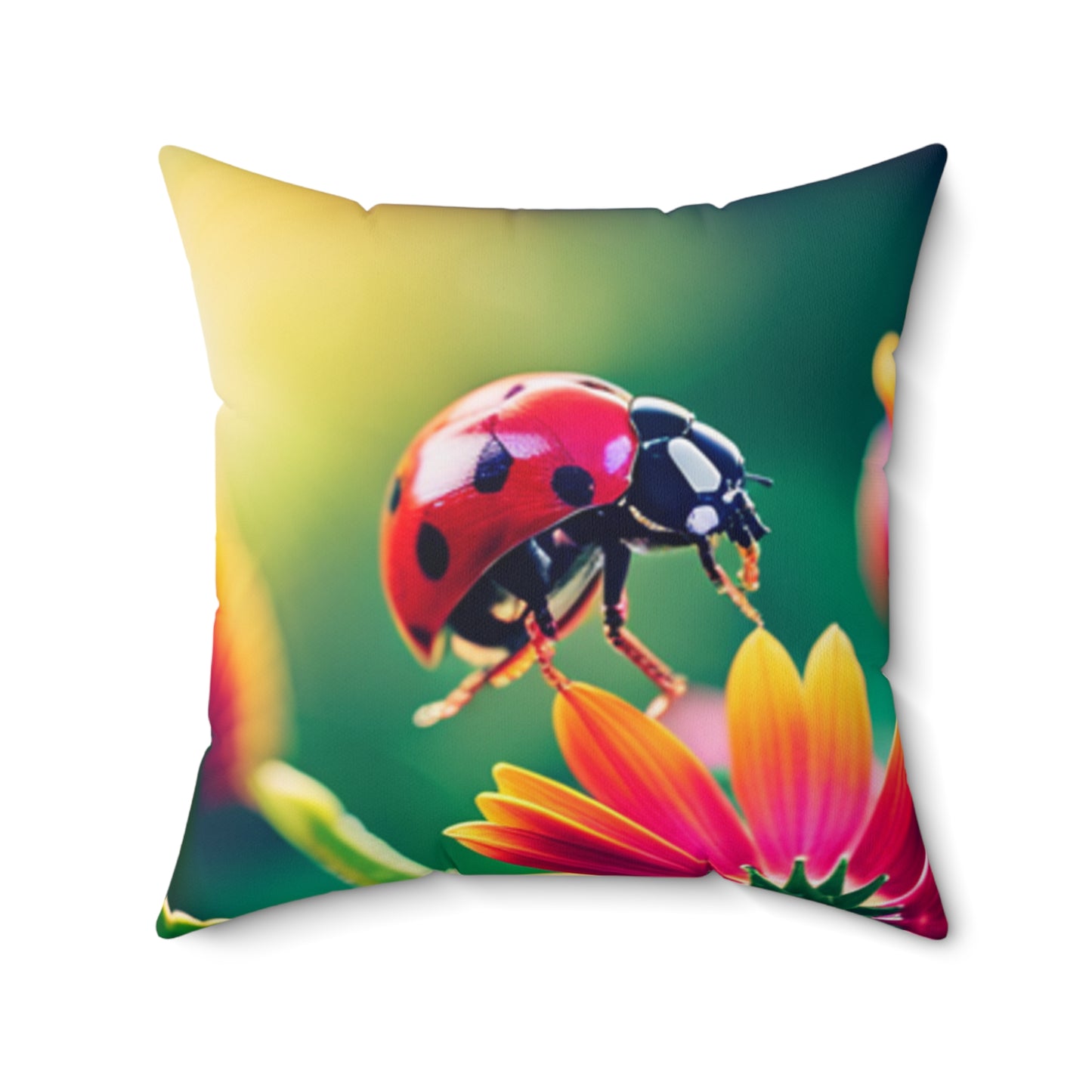 Spun Polyester Square Pillow (Lady Bug)