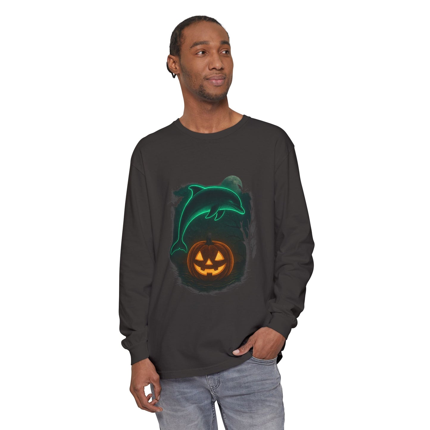 Spooky Dolphin Halloween Long Sleeve Tee