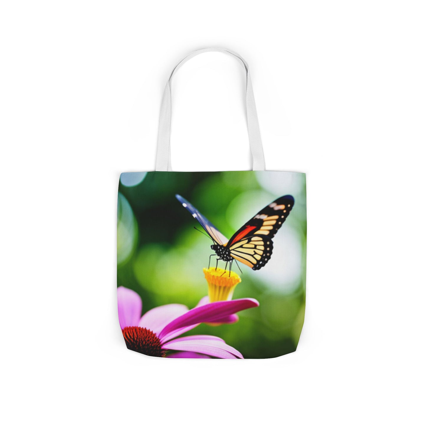 Canvas Tote Bag, 5-Color Straps (Butterflies)