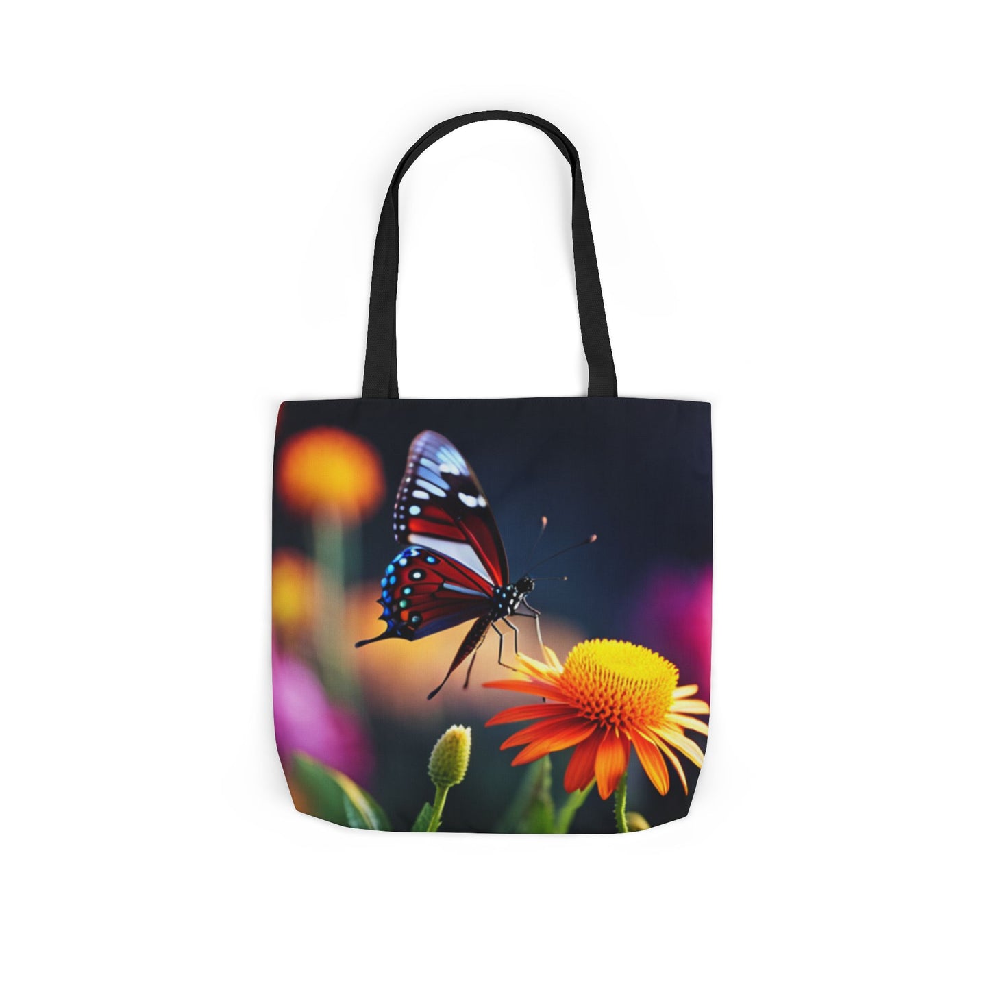 Canvas Tote Bag, 5-Color Straps (Butterflies)