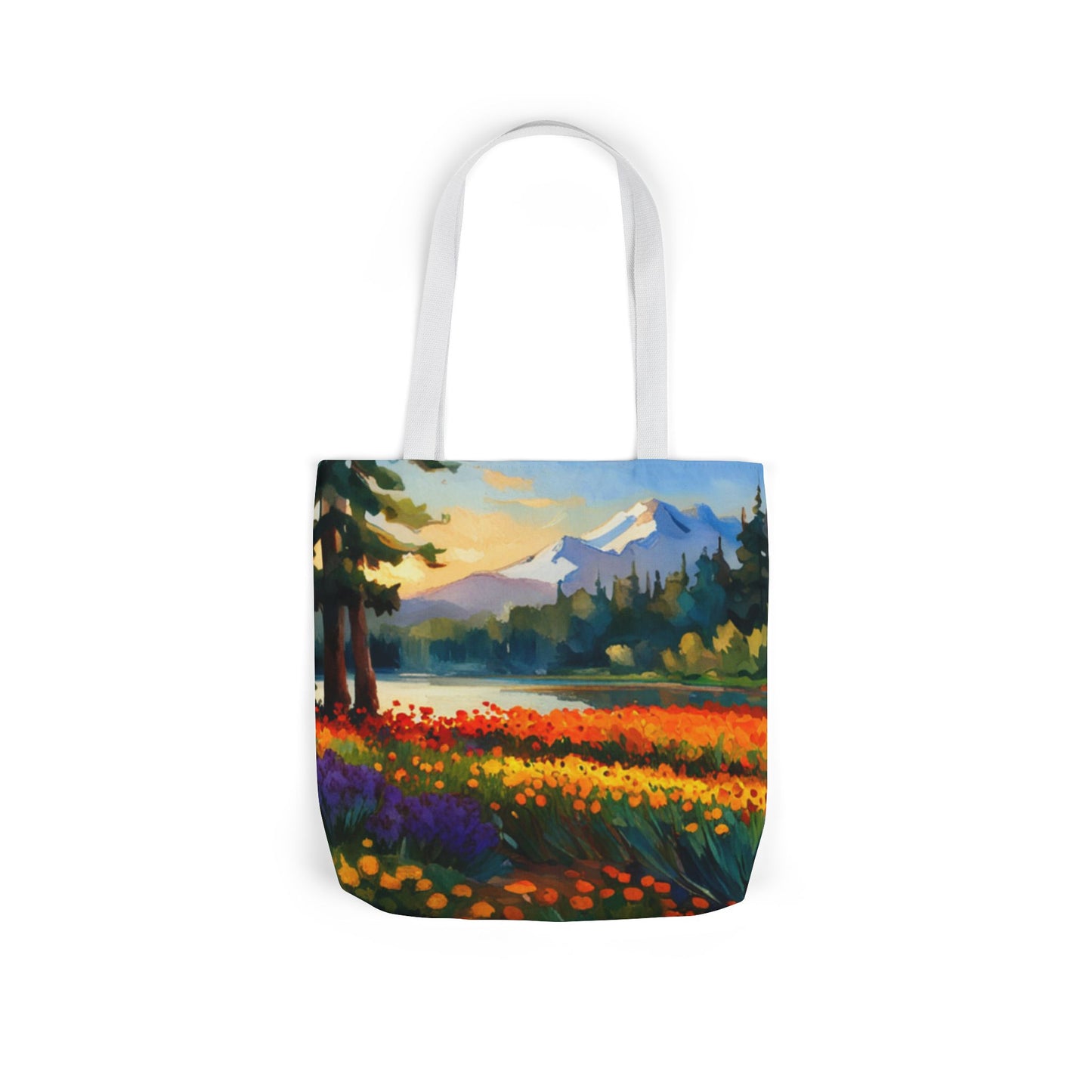 Canvas Tote Bag, 5-Color Straps (Flower Meadow)