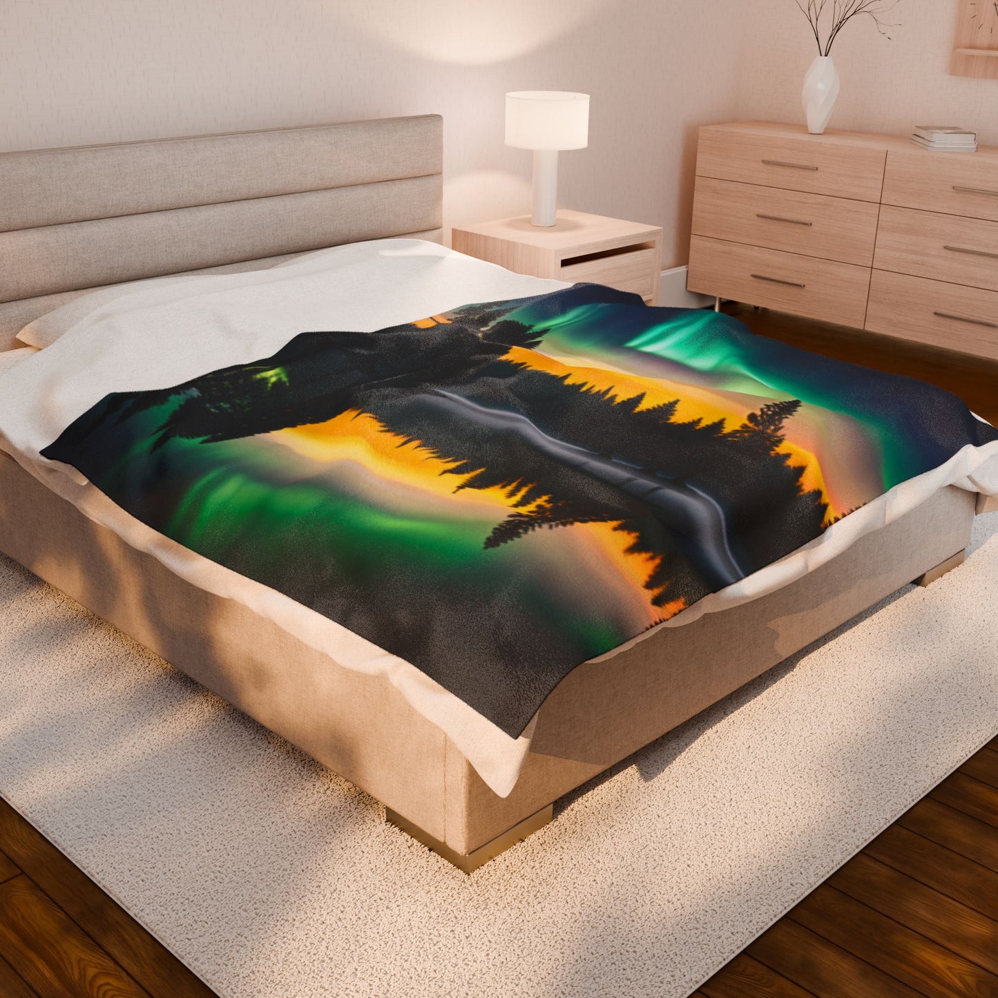 Velveteen Plush Blanket (Northern Lights)