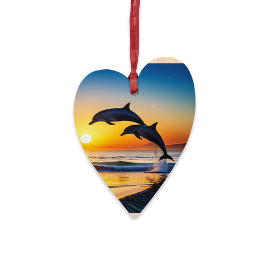 Wooden Ornaments (Dolphin Heart)