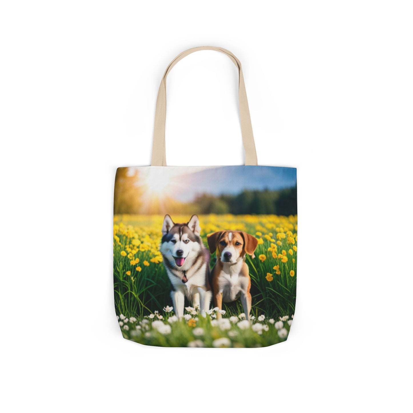 Canvas Tote Bag, 5-Color Straps (Husky/Beagle)