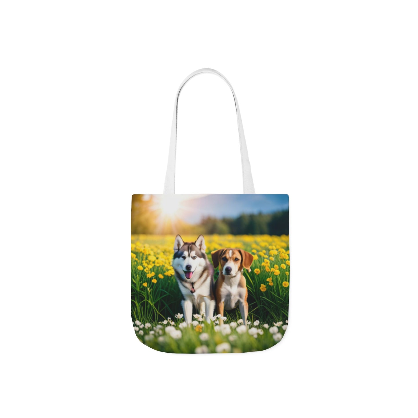 Canvas Tote Bag, 5-Color Straps (Husky/Beagle)