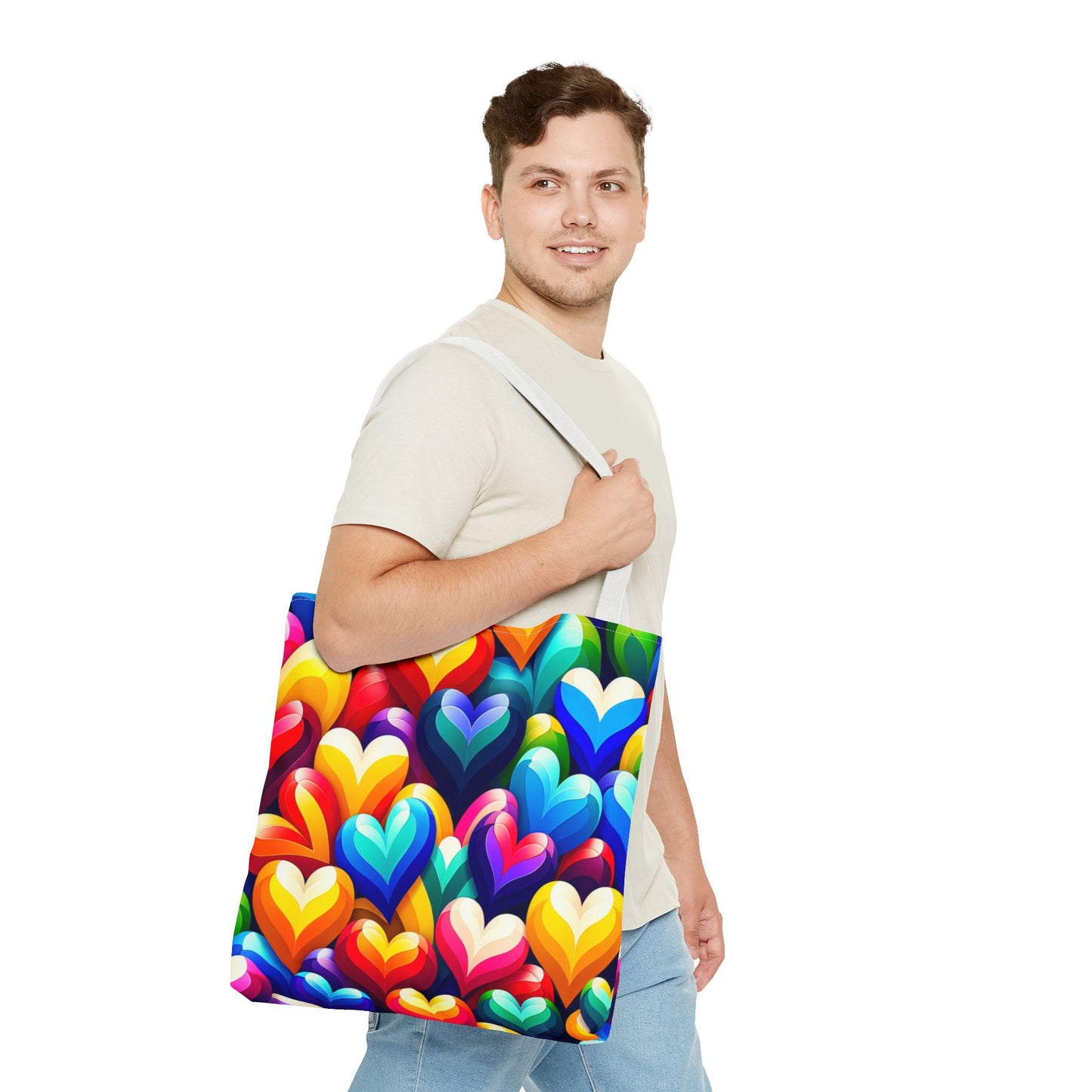 Tote Bag (AOP) (Colorful Hearts)