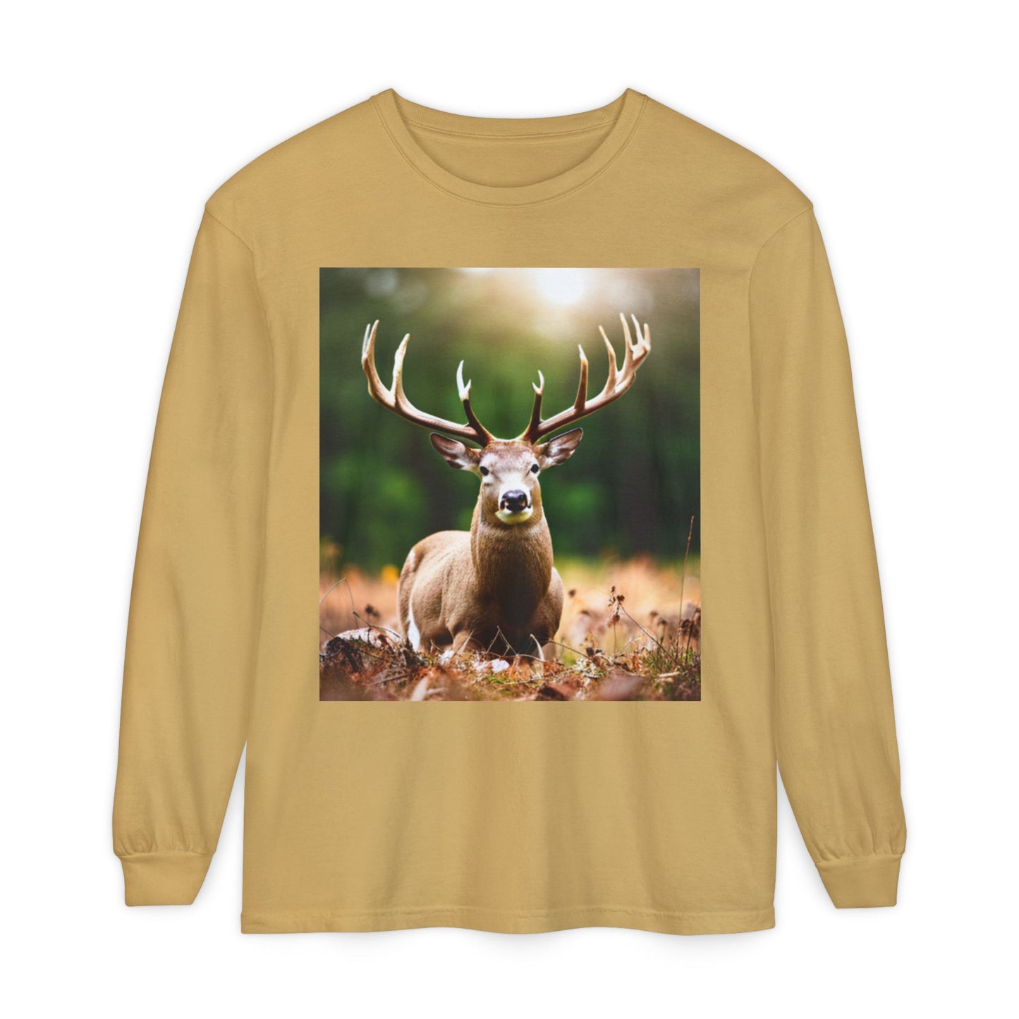 Unisex Garment-dyed Long Sleeve T-Shirt (Deer)