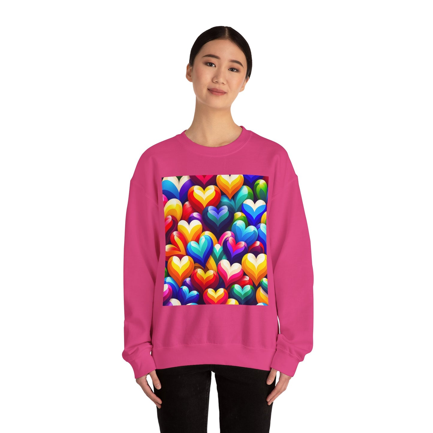 Unisex Heavy Blend™ Crewneck Sweatshirt (Colorful Hearts)