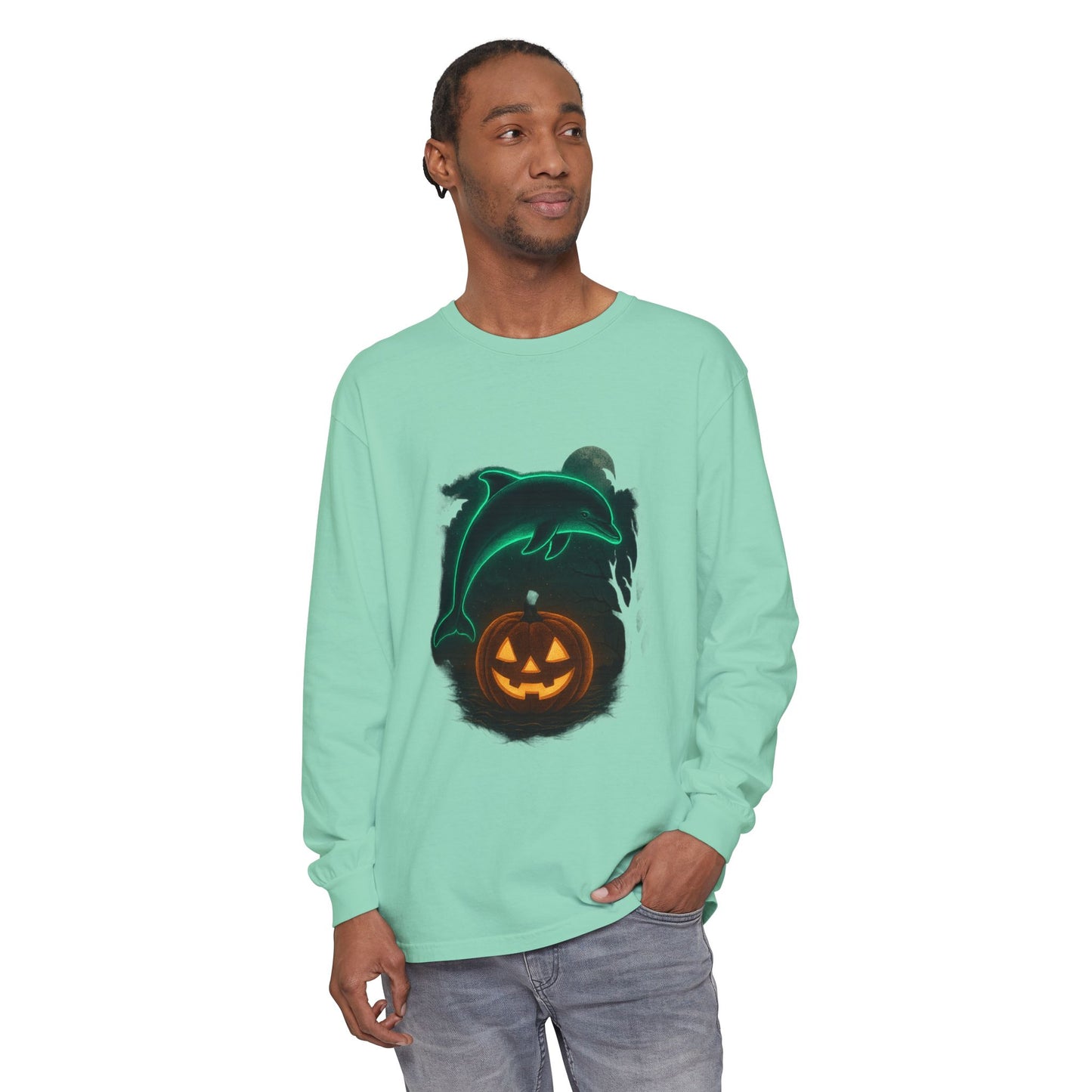 Spooky Dolphin Halloween Long Sleeve Tee
