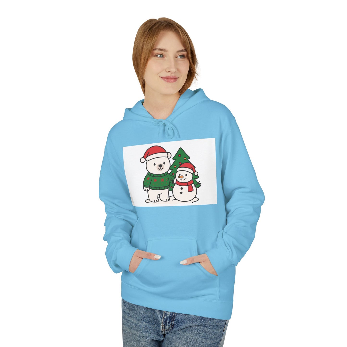 Cute Polar Bear and Snowman Hoodie