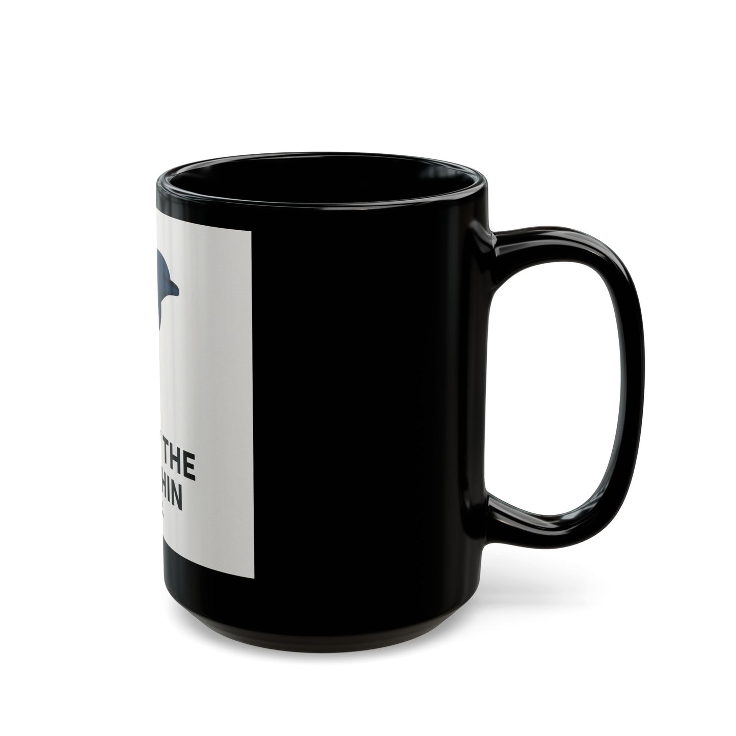 Lucky The Dolphin Logo Mug — Black Ceramic Coffee Cup (11oz, 15oz)