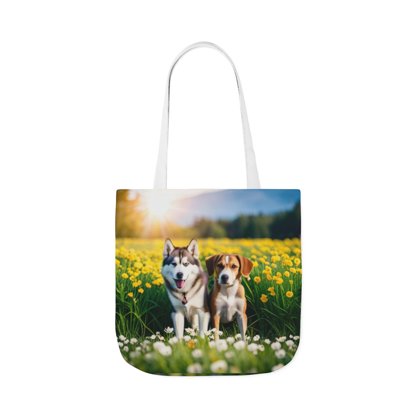 Canvas Tote Bag, 5-Color Straps (Husky/Beagle)