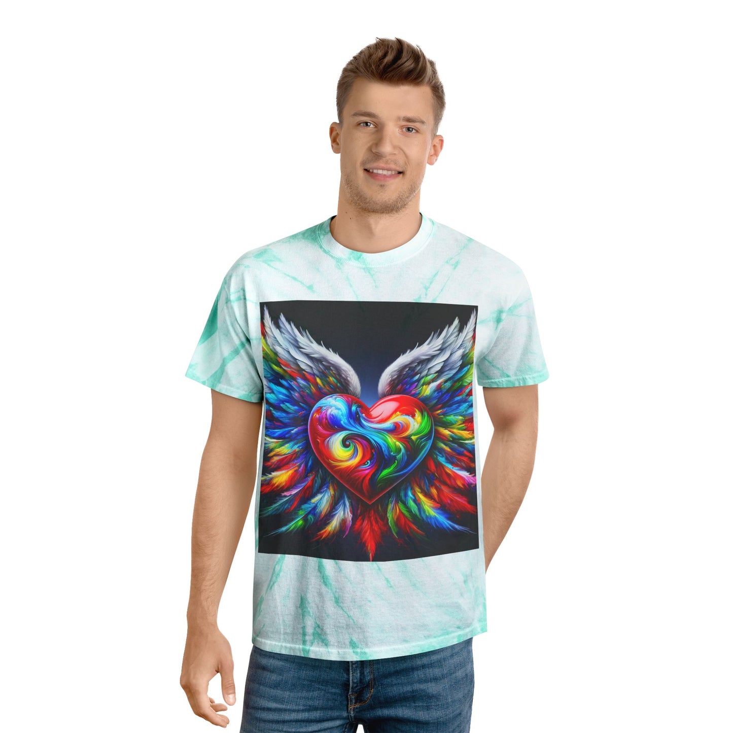Vibrant Tie-Dye Tee with Heart Design - Celebrate Love & Freedom