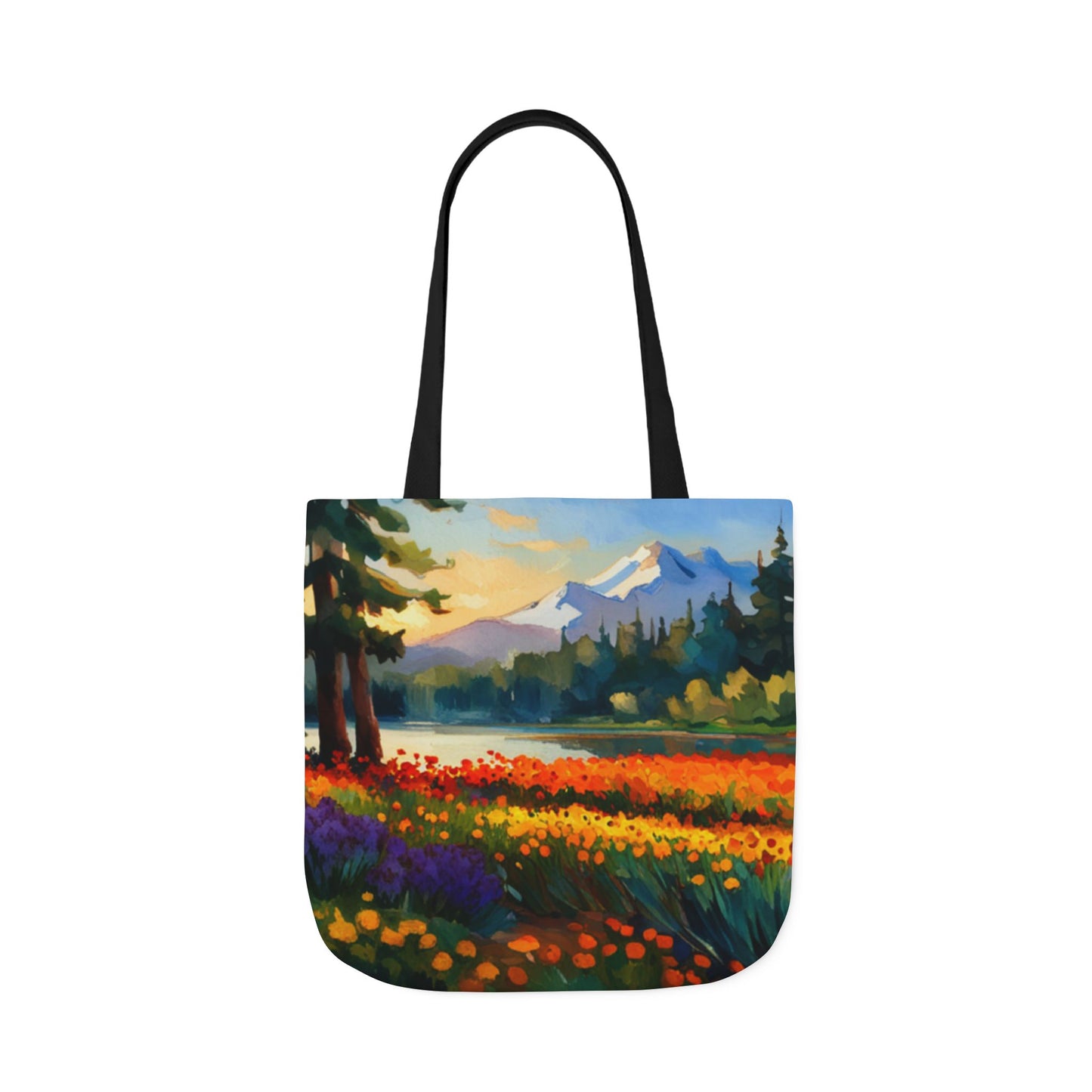 Canvas Tote Bag, 5-Color Straps (Flower Meadow)