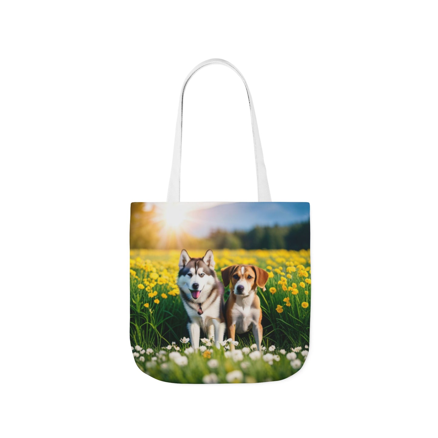 Canvas Tote Bag, 5-Color Straps (Husky/Beagle)
