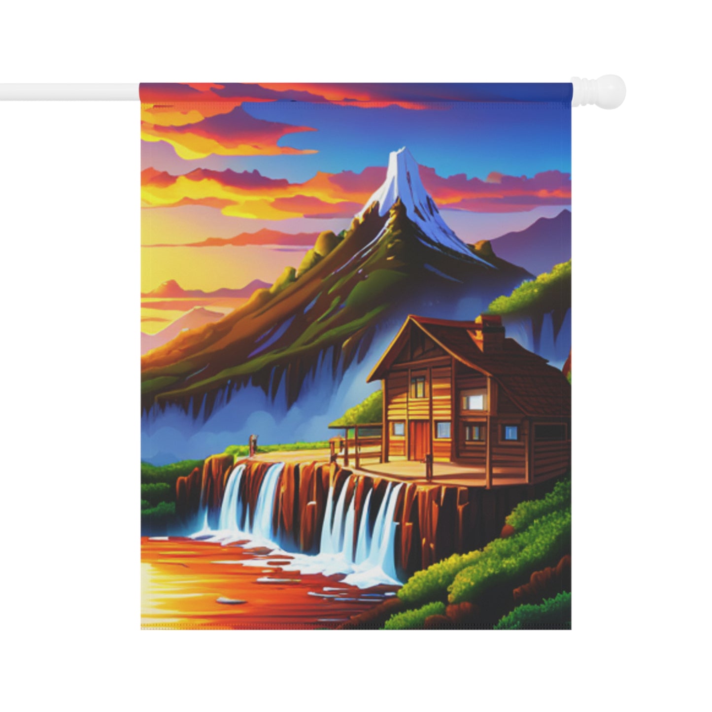 Garden & House Banner (Waterfall/Cabin)