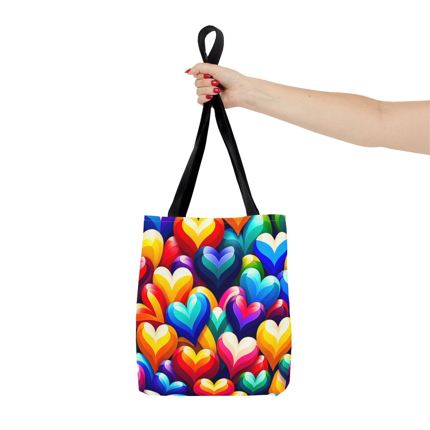 Tote Bag (AOP) (Colorful Hearts)