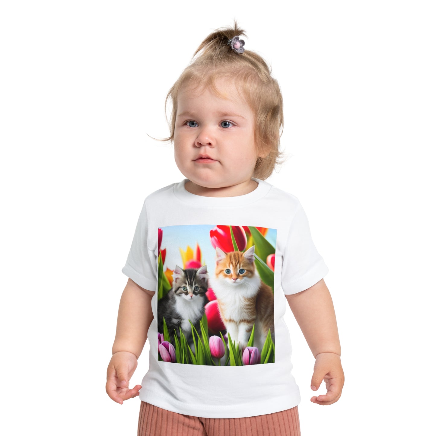 Baby Short Sleeve T-Shirt (Kittens/Tulips)