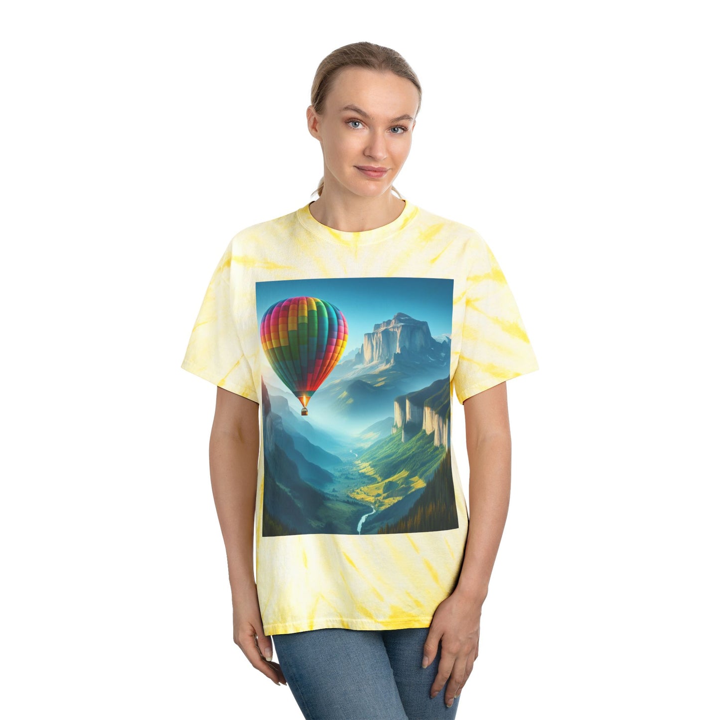 Cyclone Tie-Dye Tee with Hot Air Balloon Design - Vibrant Summer Graphic Tee