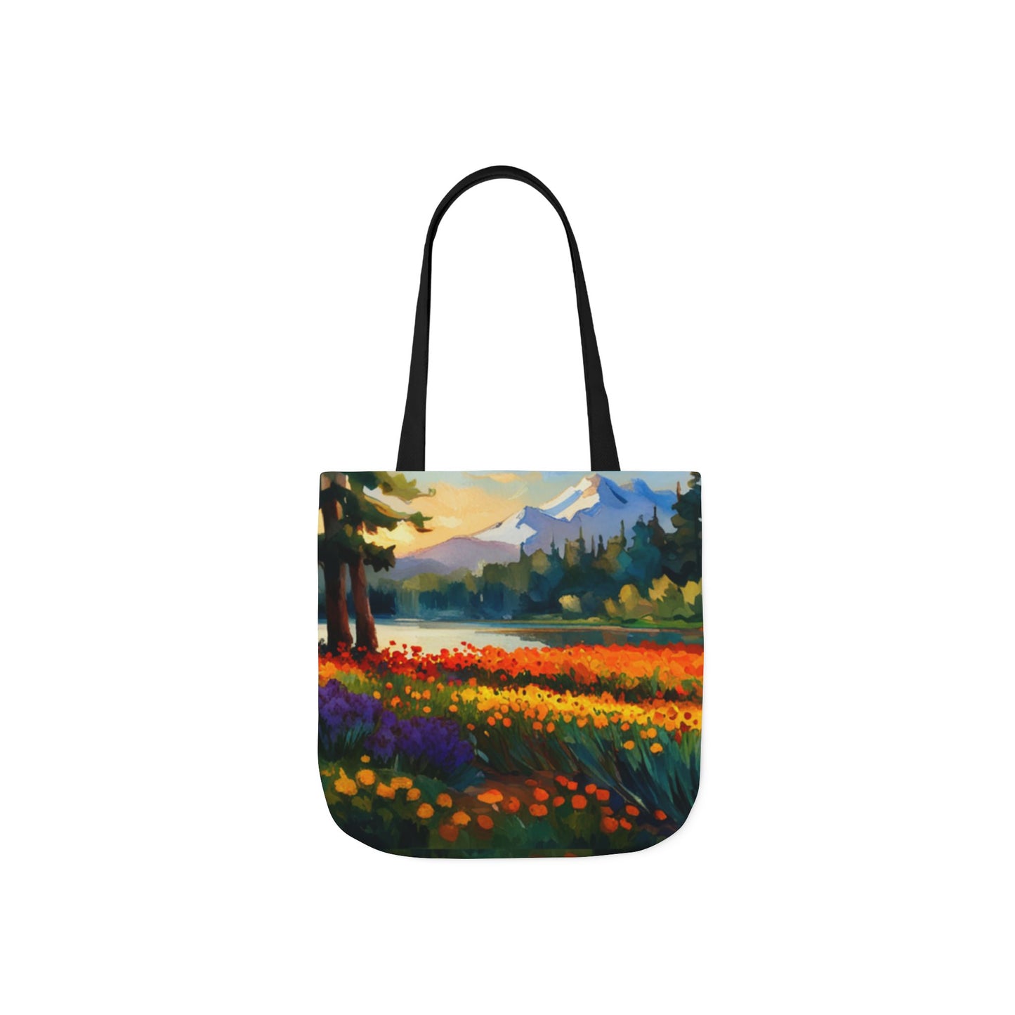 Canvas Tote Bag, 5-Color Straps (Flower Meadow)