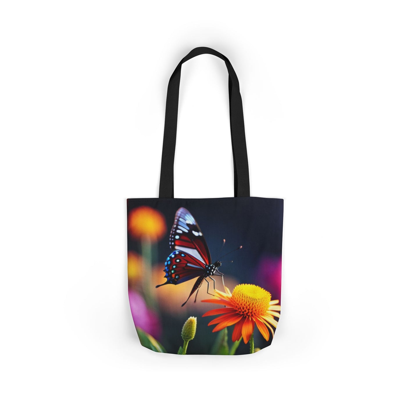 Canvas Tote Bag, 5-Color Straps (Butterflies)