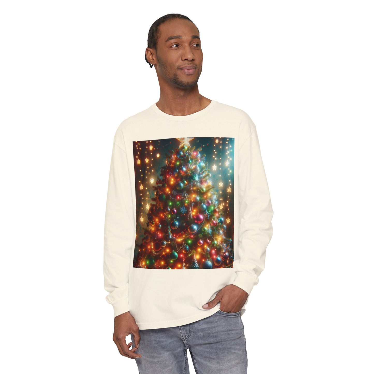 Unisex Garment-dyed Long Sleeve T-Shirt  (Tree)