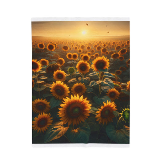 Velveteen Plush Blanket (Sunflowers)
