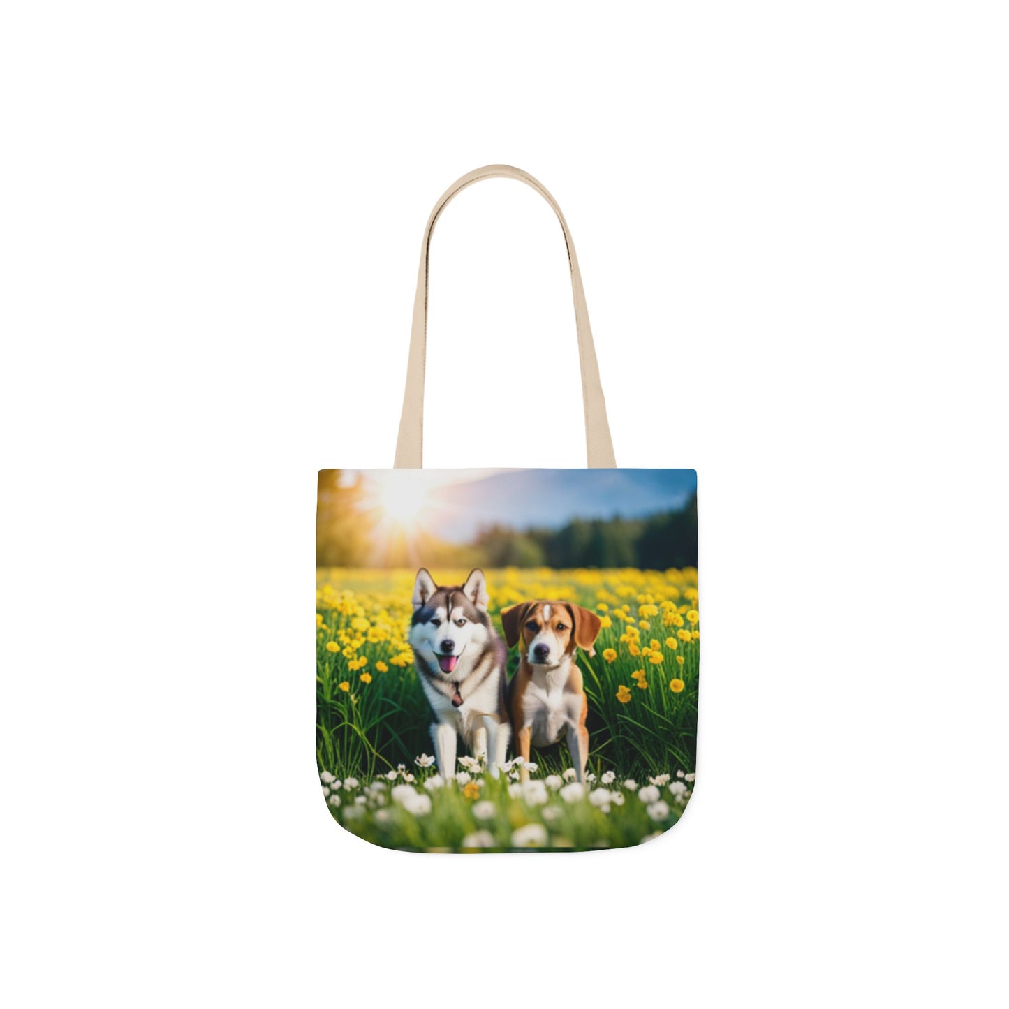 Canvas Tote Bag, 5-Color Straps (Husky/Beagle)