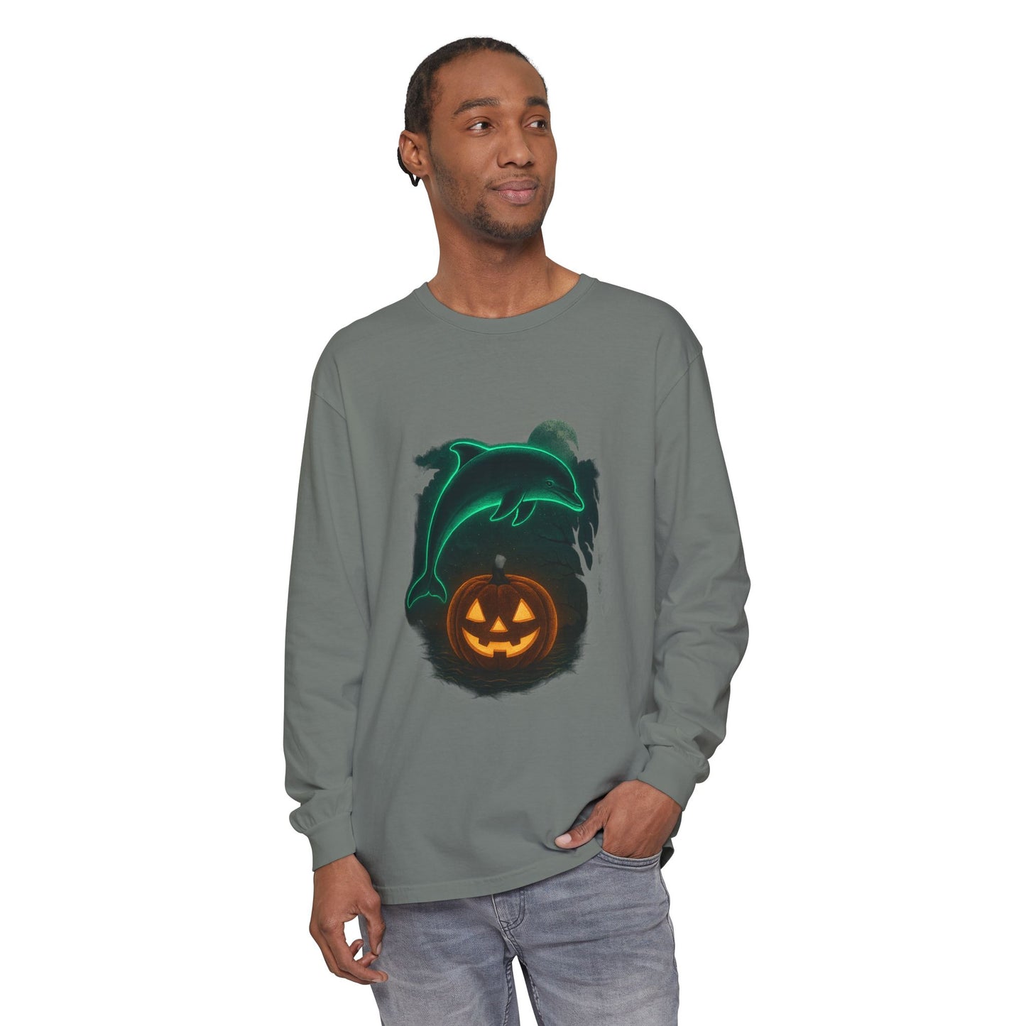 Spooky Dolphin Halloween Long Sleeve Tee