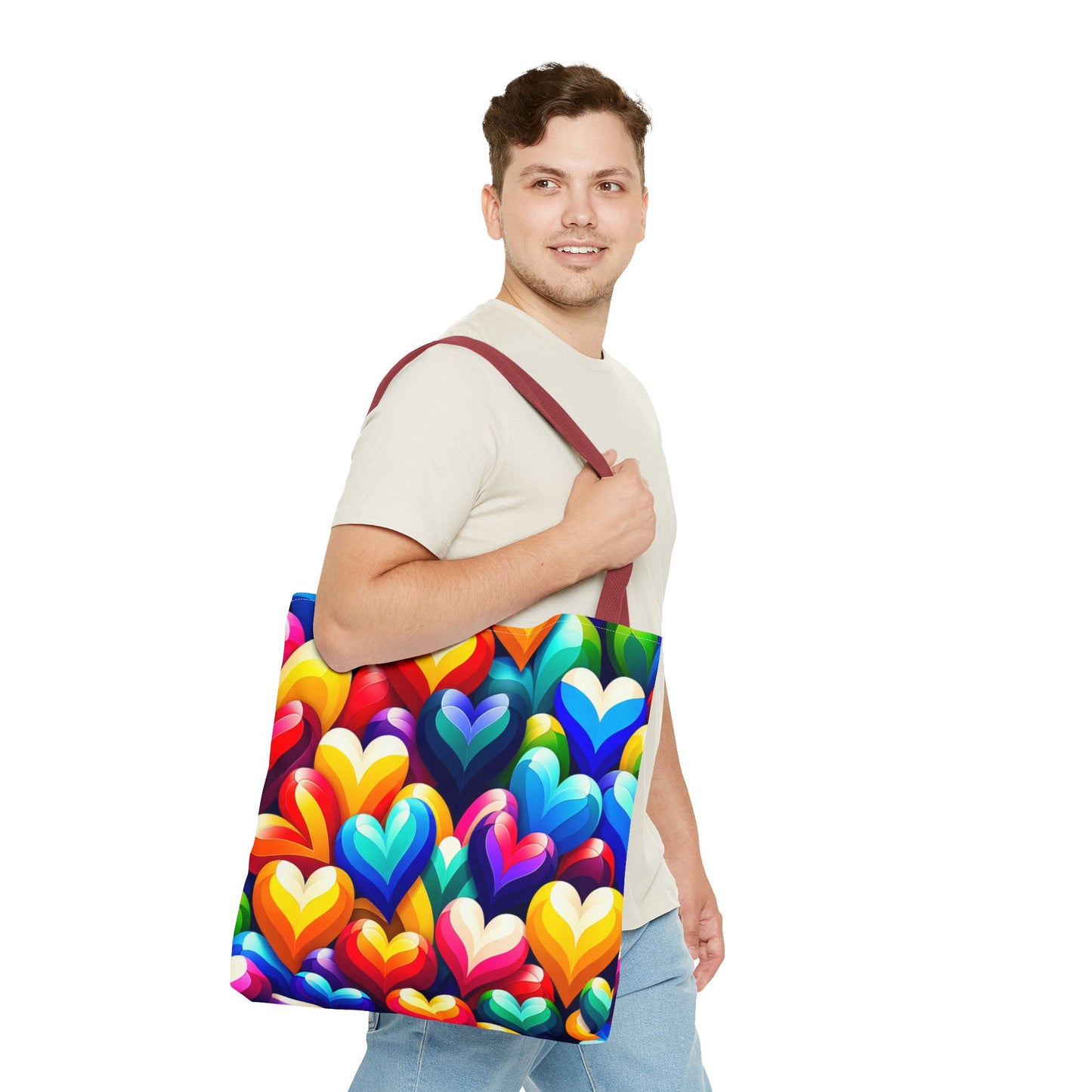 Tote Bag (AOP) (Colorful Hearts)