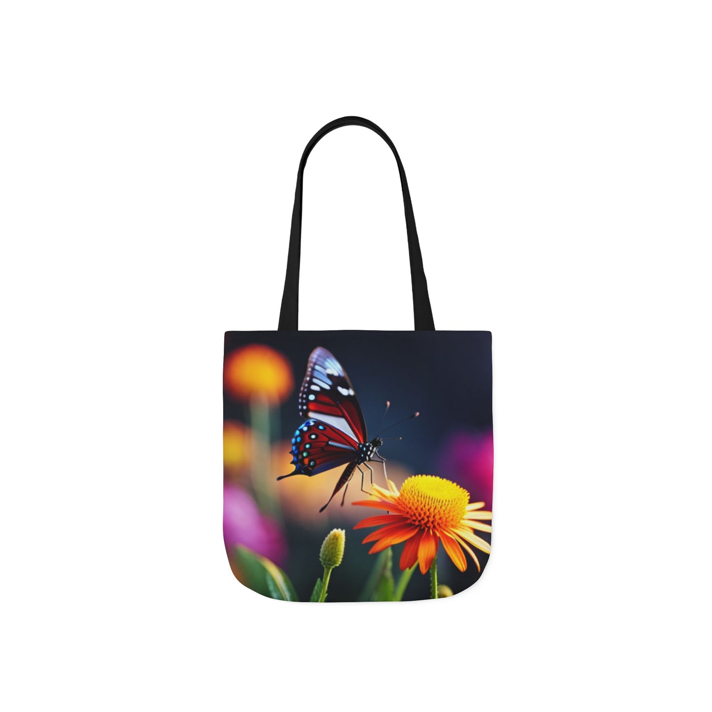 Canvas Tote Bag, 5-Color Straps (Butterflies)