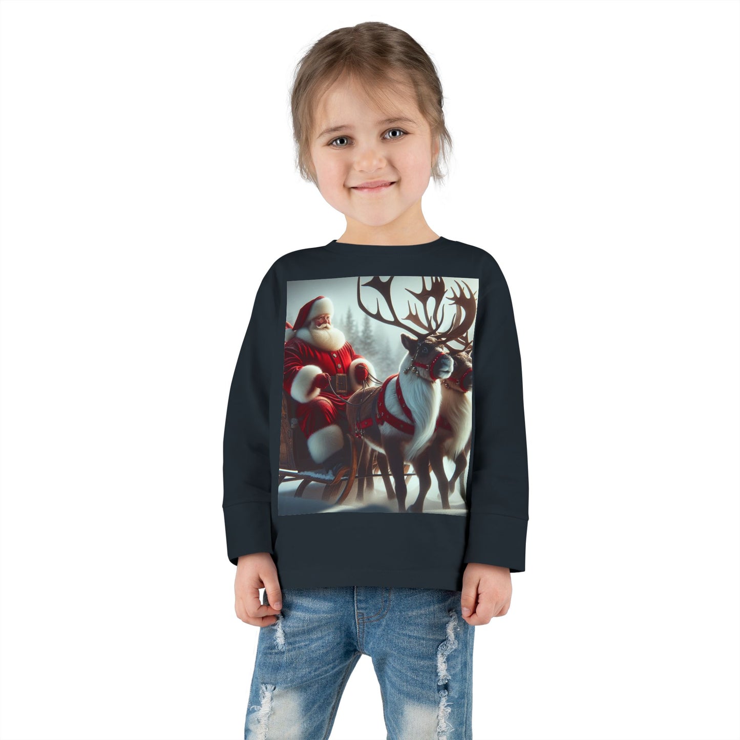 Toddler Long Sleeve Tee (Santa/Reindeer)