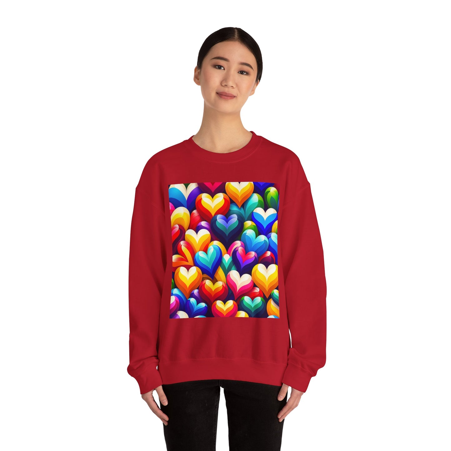 Unisex Heavy Blend™ Crewneck Sweatshirt (Colorful Hearts)