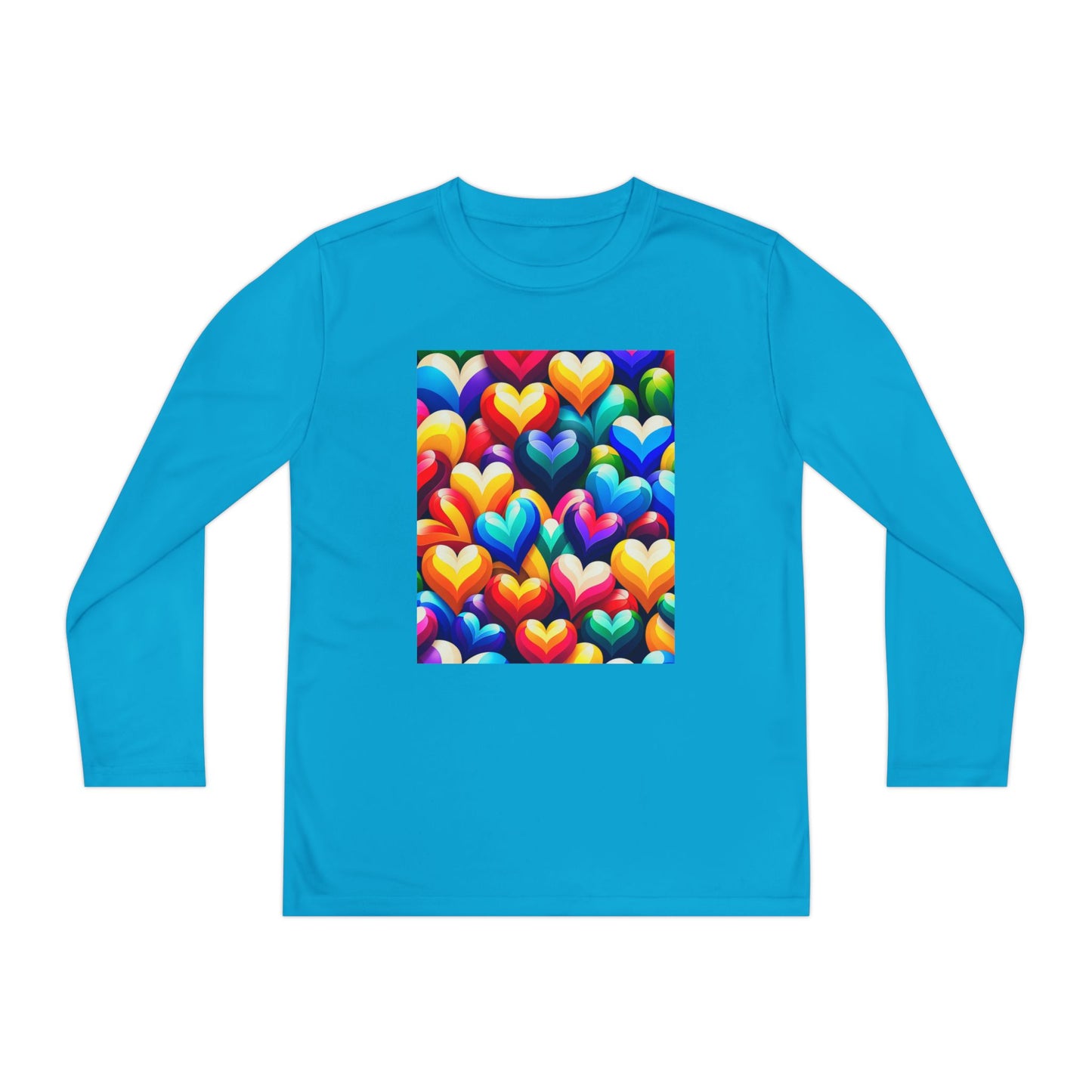 Youth Long Sleeve Competitor Tee (Colorful Hearts)