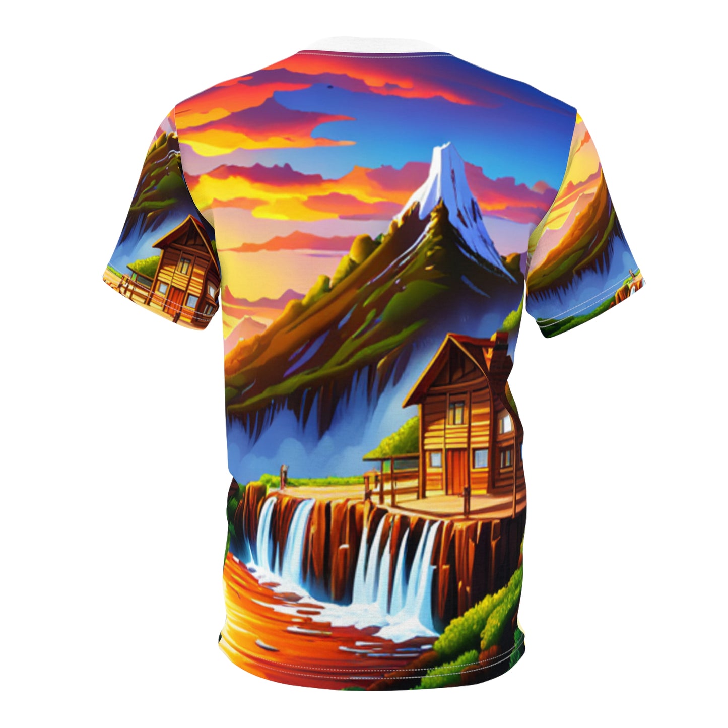 Unisex Cut & Sew Tee (AOP) (Waterfall/Cabin)