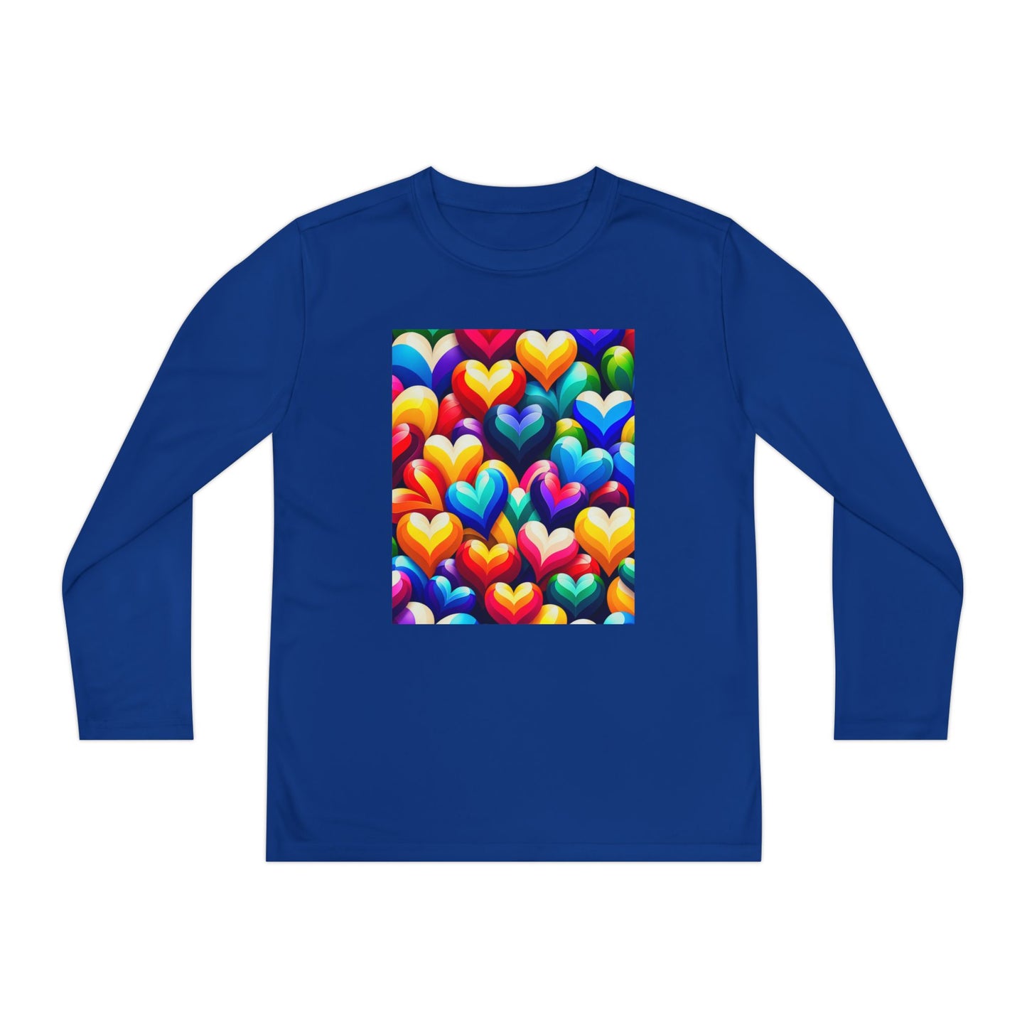 Youth Long Sleeve Competitor Tee (Colorful Hearts)