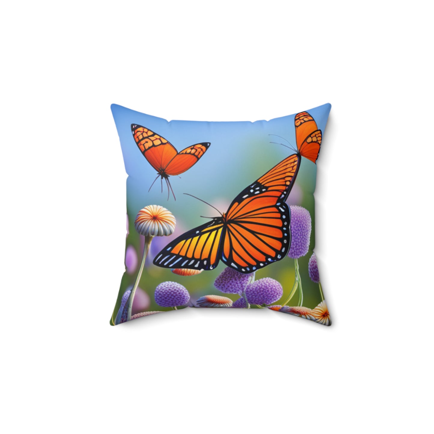Spun Polyester Square Pillow (Monarch Butterflies)