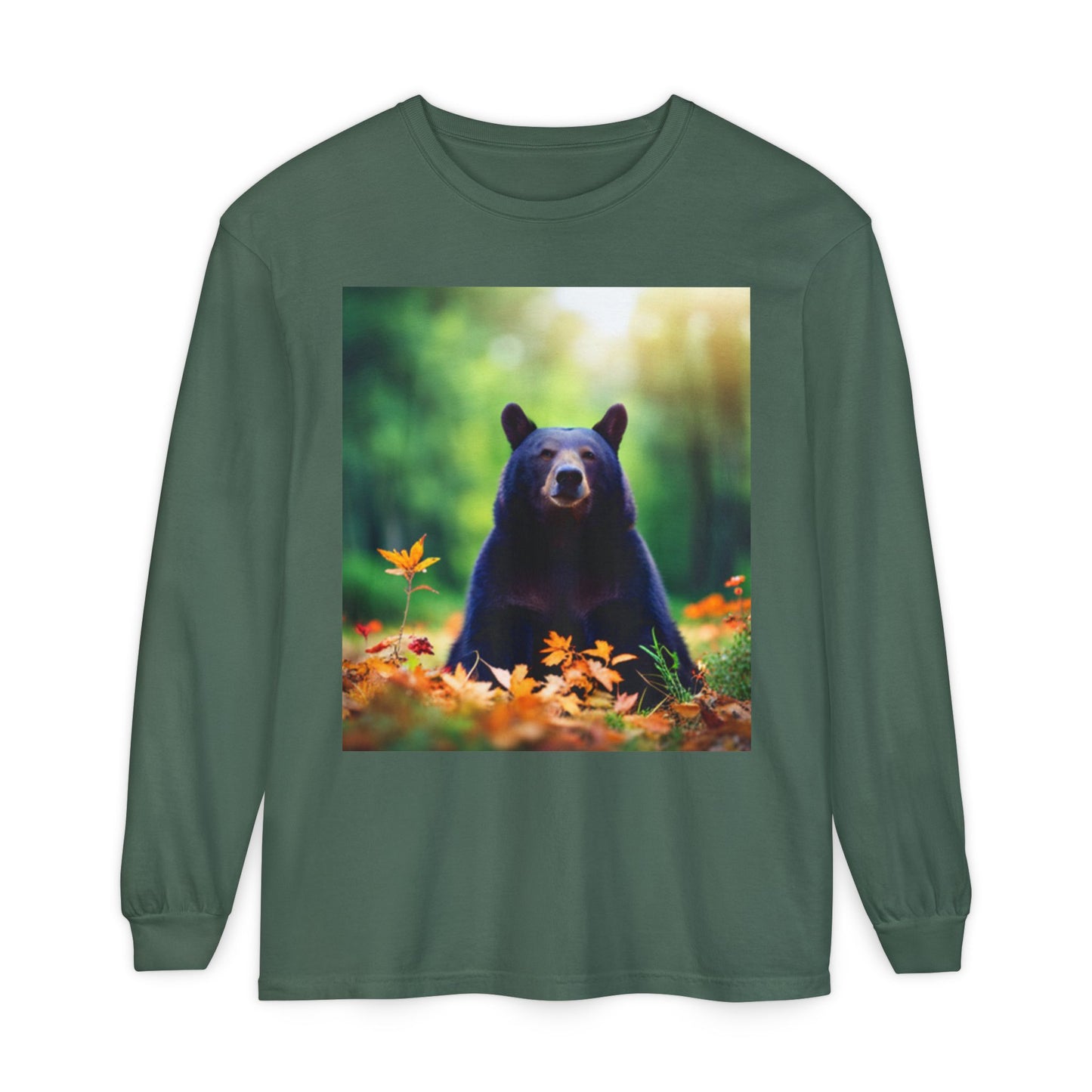 Unisex Garment-dyed Long Sleeve T-Shirt (Bear)