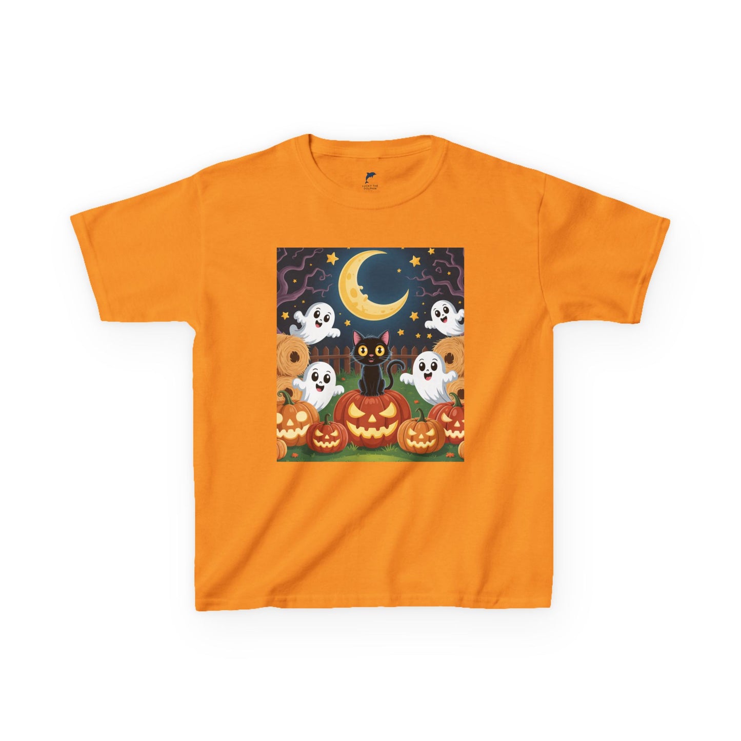 Halloween Cat & Pumpkins T-shirt for kids 🐱🎃👻🕸️