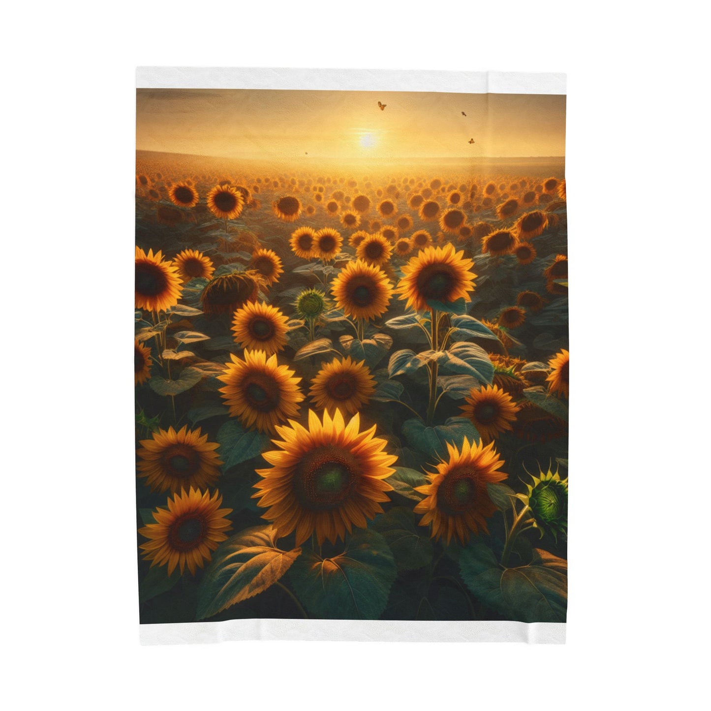 Velveteen Plush Blanket (Sunflowers)