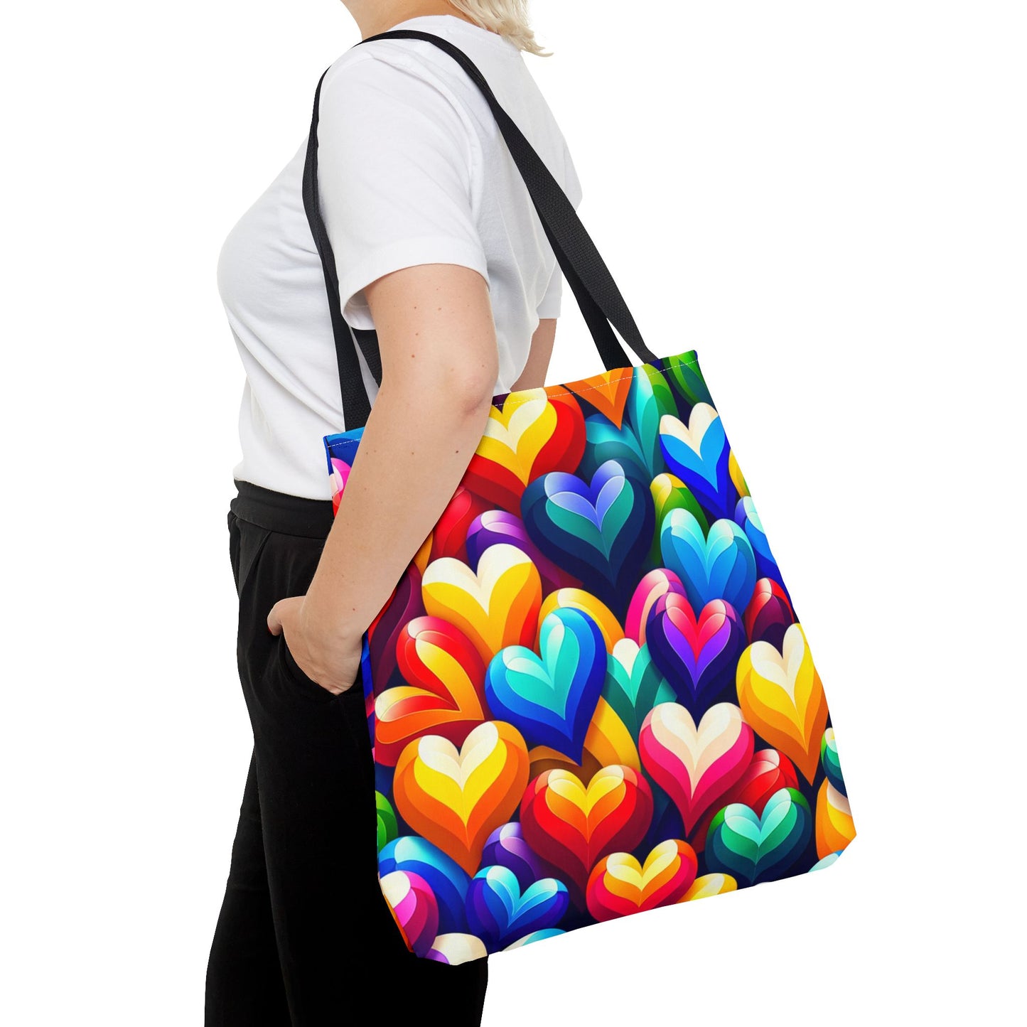 Tote Bag (AOP) (Colorful Hearts)