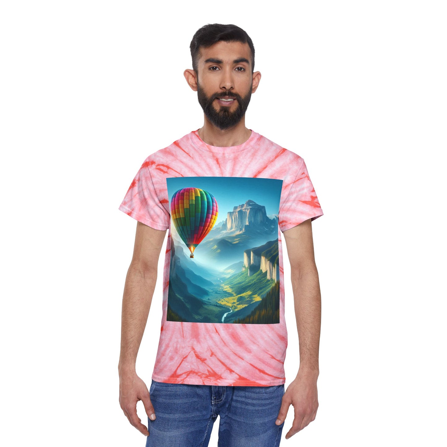 Cyclone Tie-Dye Tee with Hot Air Balloon Design - Vibrant Summer Graphic Tee