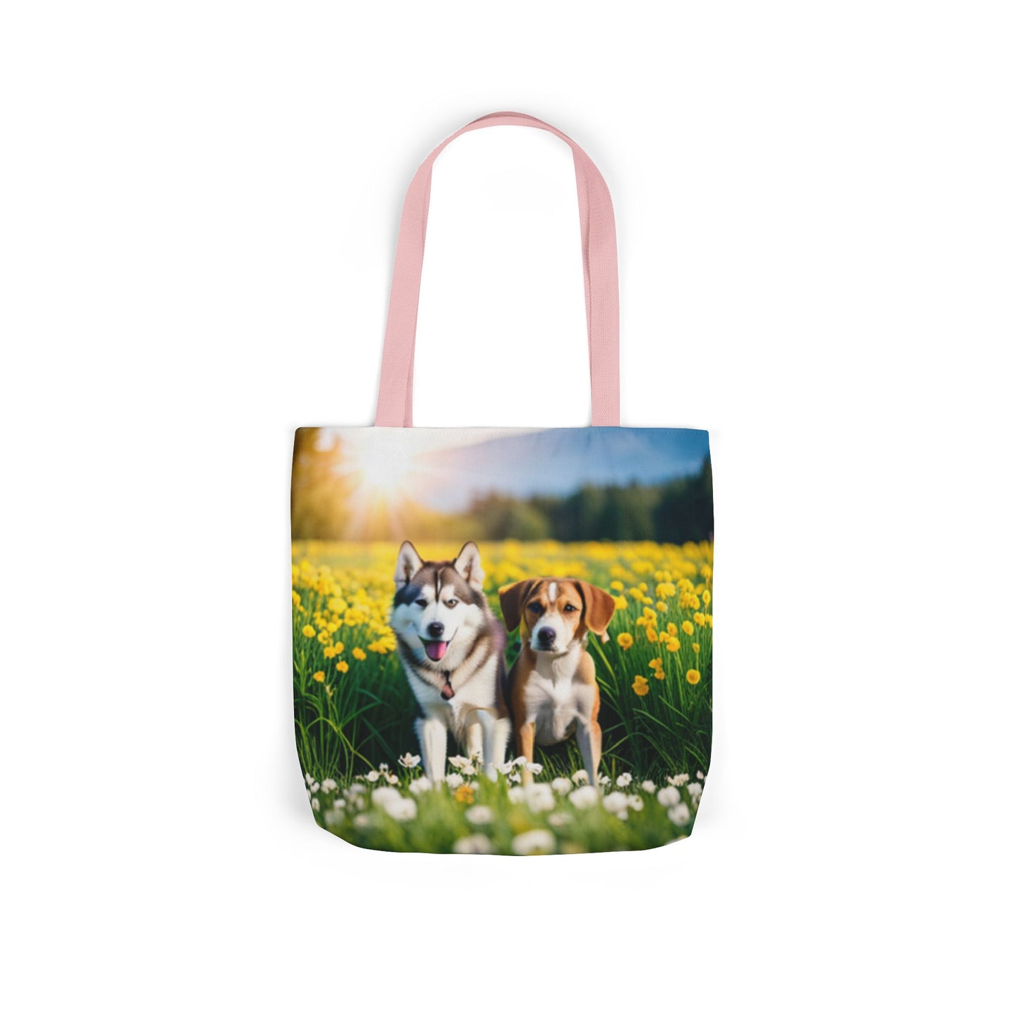 Canvas Tote Bag, 5-Color Straps (Husky/Beagle)
