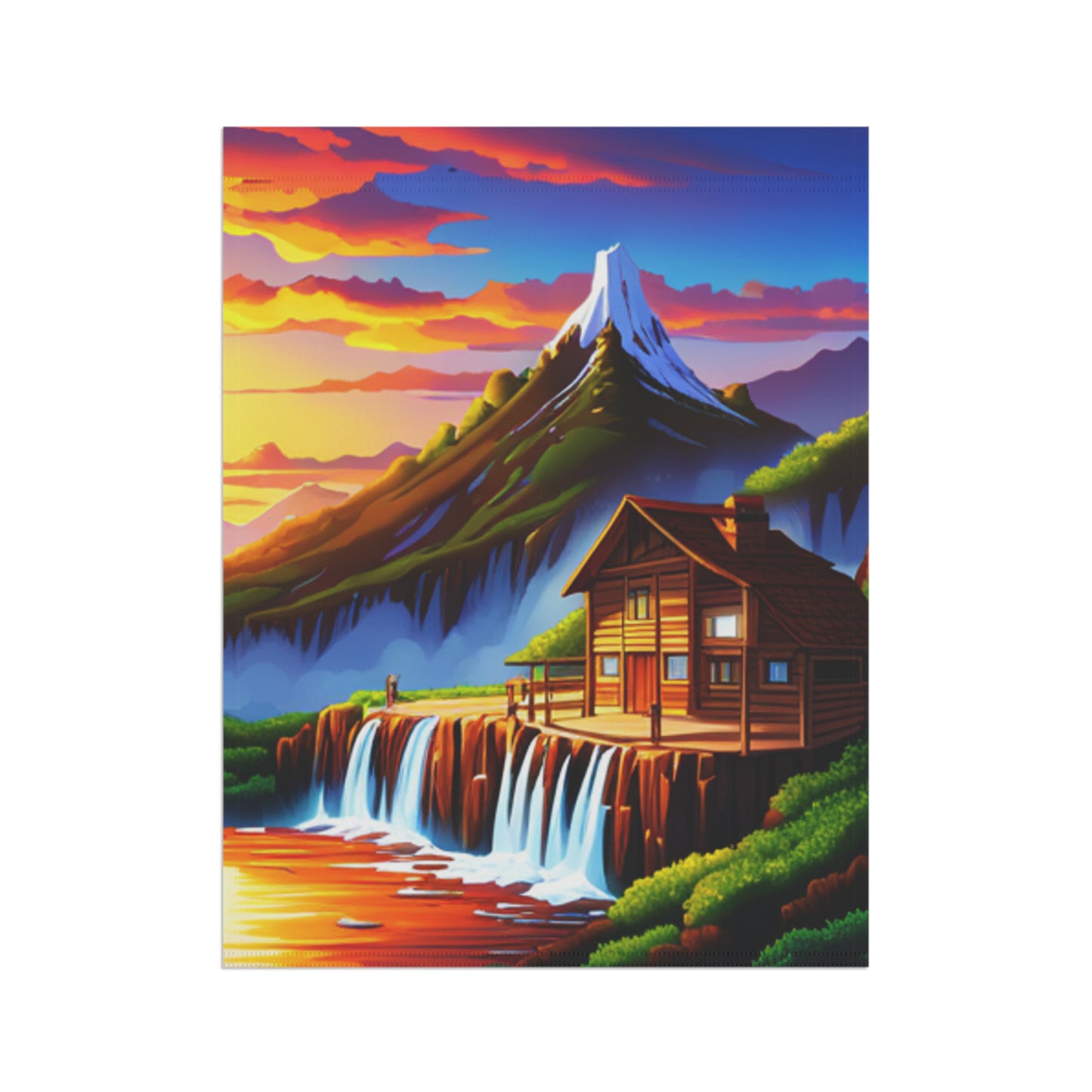 Garden & House Banner (Waterfall/Cabin)