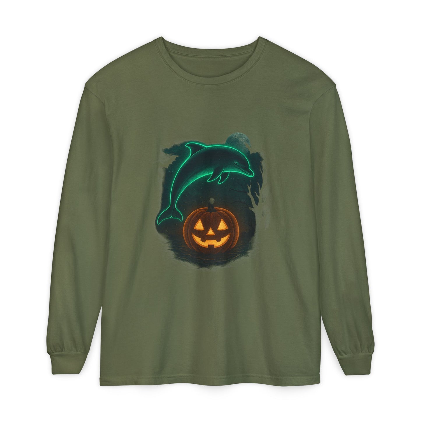 Spooky Dolphin Halloween Long Sleeve Tee