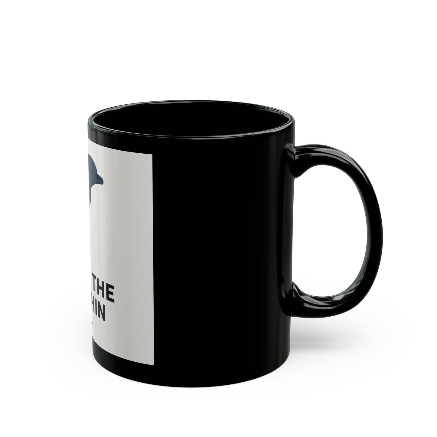 Lucky The Dolphin Logo Mug — Black Ceramic Coffee Cup (11oz, 15oz)