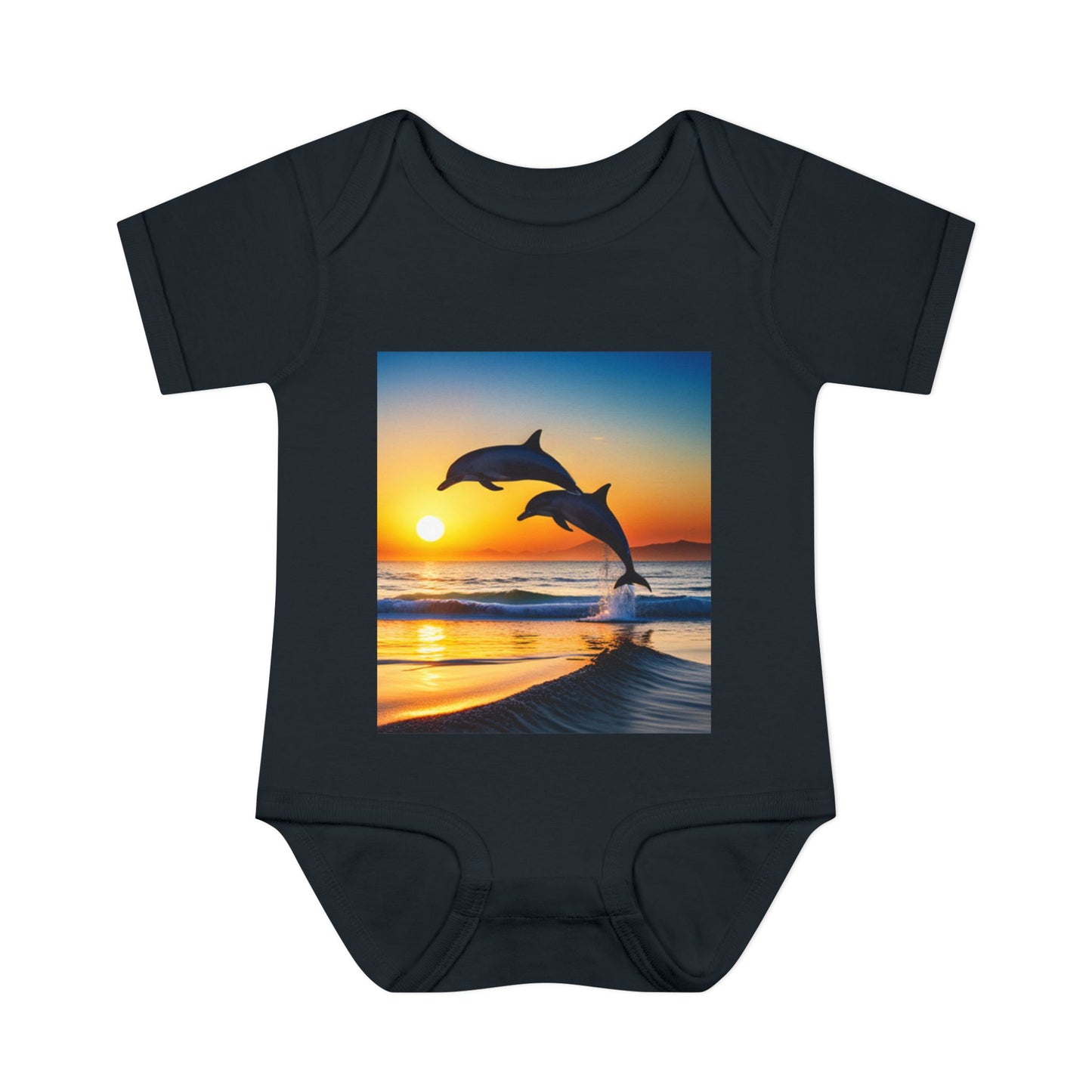 Infant Baby Rib Bodysuit (Dolphins)