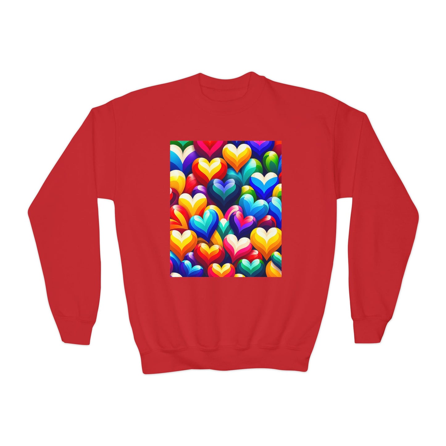 Youth Crewneck Sweatshirt (Colorful Hearts)
