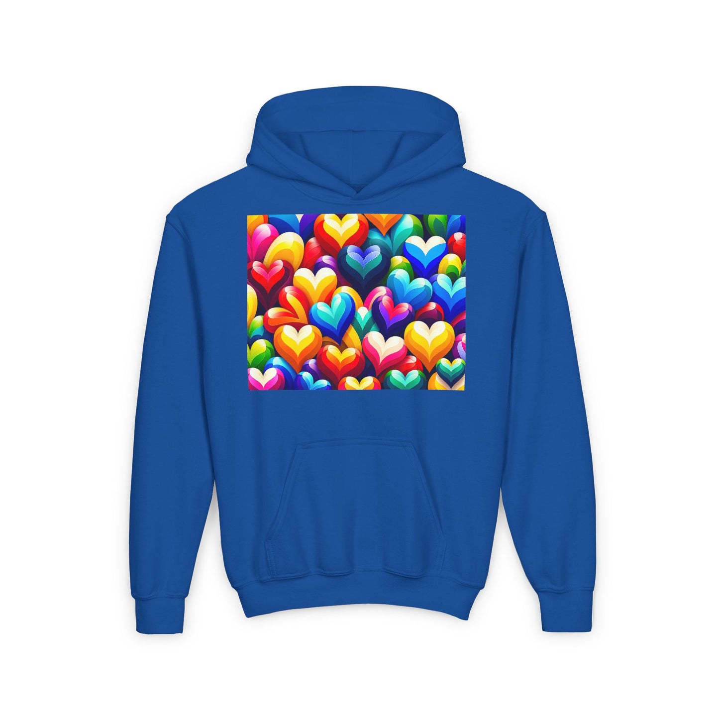 Youth Heavy Blend Hooded Sweatshirt (Colorful Hearts)