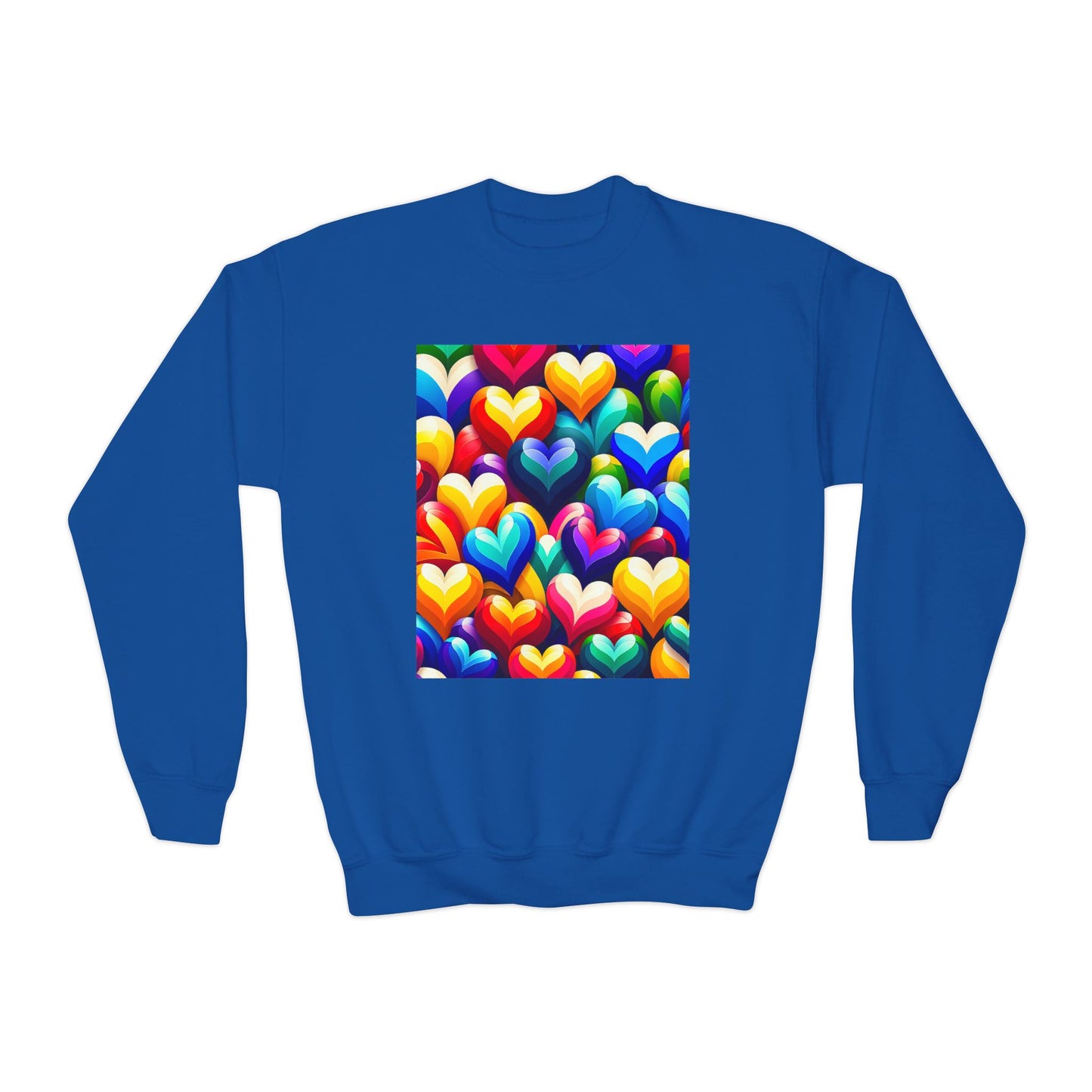 Youth Crewneck Sweatshirt (Colorful Hearts)